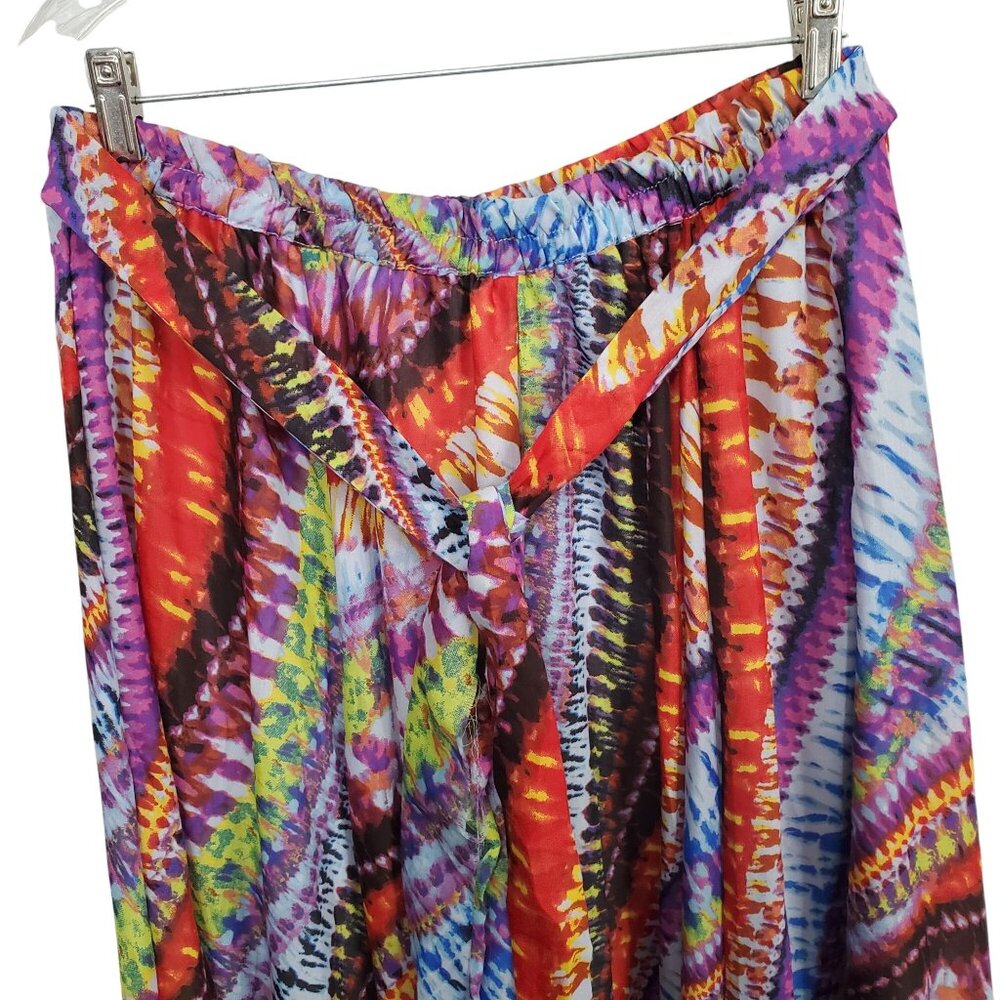 Truth NYC L Skirt Maxi Flowy Tie Dye Boho Colorful Pull On Psychedelic Vibrant - Picture 7 of 10